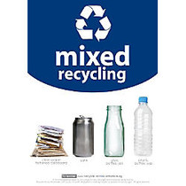 Recycle Across America Mixed Standardized Recycling Labels, 10 inch; x 7 inch;, Navy Blue