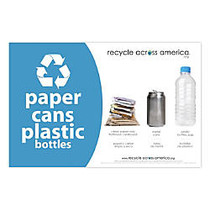 Recycle Across America Paper, Cans And Plastic Standardized Recycling Label, 5 1/2 inch; x 8 1/2 inch;, Light Blue