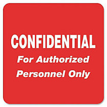 Tabbies Permanent  inch;Confidential Authorized Personnel inch; Only Label Roll, Red, Roll Of 500