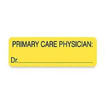 Tabbies Permanent  inch;Primary Care Physician: inch; Patient Information Label Roll, Yellow, Roll Of 250