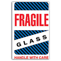 Tape Logic; Preprinted Shipping Labels,  inch;Fragile Glass Handle With Care inch;, 4 inch; x 6 inch;, Red/White, Roll Of 500