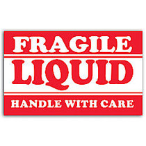 Tape Logic; Preprinted Shipping Labels,  inch;Fragile Liquid Handle With Care inch;, 5 inch; x 3 inch;, Red/White, Roll Of 500