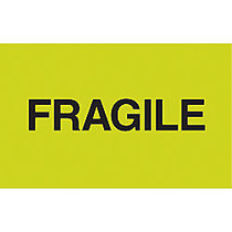 Tape Logic; Preprinted Shipping Labels,  inch;Fragile inch;, 3 inch; x 5 inch;, Fluorescent Green, 500 Per Roll