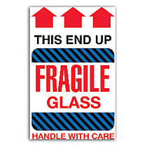 Tape Logic; Preprinted Shipping Labels,  inch;This End Up Fragile Glass Handle With Care inch;, 4 inch; x 6 inch;, Red/White, Roll Of 500