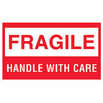 Tape Logic; Preprinted Shipping Labels, Fragile,  inch;Fragile-Handle With Care inch;, 3 inch; x 5 inch;, Red/White, Roll Of 500