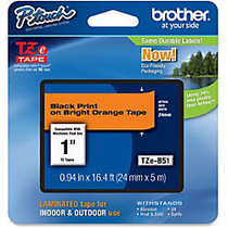Brother TZe-B51 Label Tape - 0.94 inch; Width x 16.40 ft Length - Direct Thermal - Fluorescent Orange - 1 Each