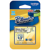 Brother; M-131 Black-On-Clear Tape, 0.5 inch; x 25'