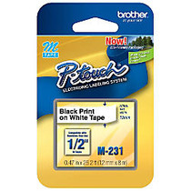 Brother; M-231 Black-On-White Tape, 0.47 inch; x 26.2'