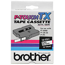 Brother; TX-2211 Black-On-White Tape, 0.38 inch; x 50'