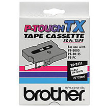 Brother; TX-2311 Black-On-White Tape, 0.5 inch; x 50'