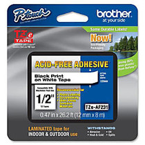 Brother; TZ-AF231 Black-On-White Tape, 0.5 inch; x 26.2'