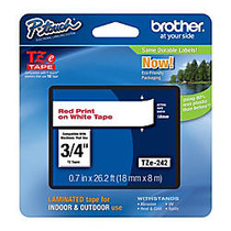 Brother; TZe-242 Red-On-White Tape, 0.75 inch; x 26.2'