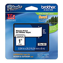 Brother; TZe-251 Black-On-White Tape, 1 inch; x 26.2'