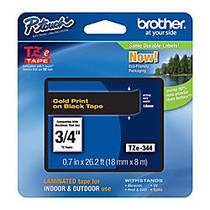 Brother; TZe-344 Gold-On-Black Tape, 0.75 inch; x 26.2'