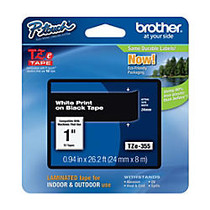 Brother; TZE-355 Label Tape, 1 inch; x 26 1/4', White On Black