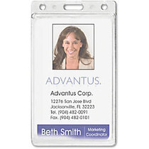 Advantus Frosted Vertical Badge Holder - Vertical - Plastic - 25 / Box - Frosted