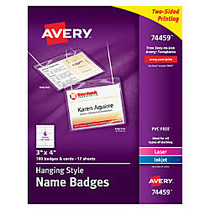 Avery; Hanging Name Badge Kit, 3 inch; x 4 inch;, Box Of 100