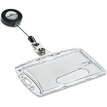 Durable Acrylic Security Pass Holder with Badge Reel - Horizontal, Vertical - 31.5 inch; - Acrylic - 10 / Box - Transparent