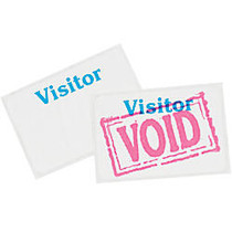 Office Wagon; Brand 1-Day Visitor Badges, 3 inch; x 2 inch;, White, Case Of 100