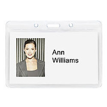 Office Wagon; Brand Plastic Badge Holders, 3 15/16 inch; x 3 1/4 inch;, Horizontal, Pack Of 12