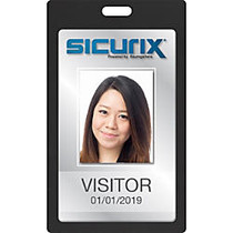 SICURIX Badge Holder - Vertical Black - 6 / Pack - Black