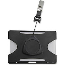 SICURIX Rigid Plastic Horizontal Badge Reel Card Holder - Horizontal - 4.5 inch; x 3.5 inch; x 0.3 inch; - 1 Each - Black