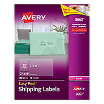 Avery; Easy Peel; Clear Laser Mailing Labels, 2 inch; x 4 inch;, Box Of 500