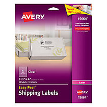 Avery; Easy Peel; Clear Laser Mailing Labels, 3 1/3 inch; x 4 inch;, Pack Of 60