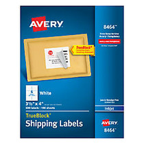 Avery; TrueBlock; White Inkjet Shipping Labels, 3 1/3 inch; x 4 inch;, Box Of 600