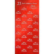 Great Papers! Holiday Foil Seals, 1 inch;, Red/White, Merry Christmas, Pack Of 50