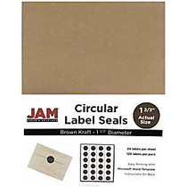 JAM Paper; Circle Label Sticker Seals, 1 1/2 inch;, Brown Kraft, Pack Of 120