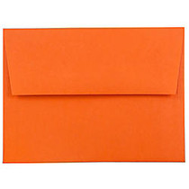 JAM Paper; Booklet Invitation Envelopes, A2, 4 3/8 inch; x 5 3/4 inch;, 30% Recycled, Orange, Pack Of 25