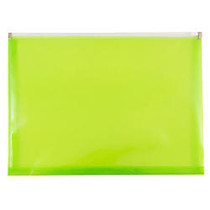 JAM Paper; Plastic Envelopes, 9 1/2 inch; x 12 1/2 inch;, Lime Green, Pack Of 12