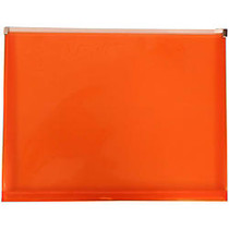JAM Paper; Plastic Envelopes, 9 1/2 inch; x 12 1/2 inch;, Orange, Pack Of 12