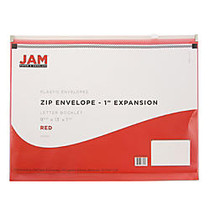 JAM Paper; Plastic Envelopes, 9 1/2 inch; x 12 1/2 inch;, Red, Pack Of 12