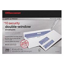 Office Wagon; Brand 100% Recycled Lift & Press&trade; Double-Window Envelopes, #10, 4 1/8 inch; x 9 1/2 inch;, White, Pack Of 250