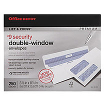Office Wagon; Brand 100% Recycled Lift & Press&trade; Double-Window Envelopes, #9, 3 7/8 inch; x 8 7/8 inch;, White, Pack Of 250