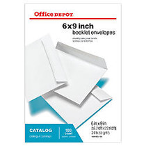 Office Wagon; Brand Booklet Envelopes, 6 inch; x 9 inch;, White, Box Of 100