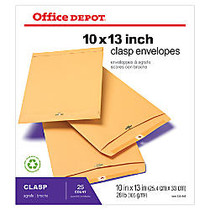 Office Wagon; Brand Clasp Envelopes, 10 inch; x 13 inch;, Brown, Pack Of 25
