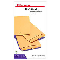 Office Wagon; Brand Clasp Envelopes, 10 inch; x 15 inch;, Brown, Box Of 100