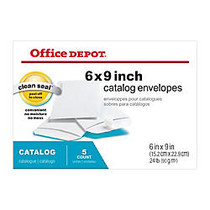Office Wagon; Brand Clean Seal&trade; Catalog Envelopes, 6 inch; x 9 inch;, White, Pack Of 5