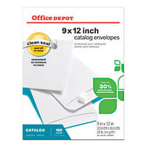 Office Wagon; Brand Clean Seal&trade; Catalog Envelopes, 9 inch; x 12 inch;, 30% Recycled, White, Box Of 100