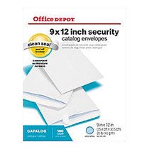 Office Wagon; Brand Clean Seal&trade; Catalog Envelopes, 9 inch; x 12 inch;, White With Security Tint, Pack Of 100