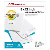 Office Wagon; Brand Clean Seal&trade; Catalog Envelopes, 9 inch; x 12 inch;, White, Pack Of 25