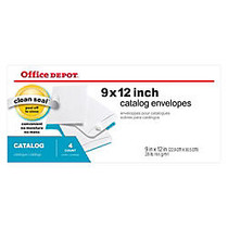 Office Wagon; Brand Clean Seal&trade; Catalog Envelopes, 9 inch; x 12 inch;, White, Pack Of 4