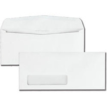 Quality Park Single Window Envelopes - Single Window - #10 - 4.13 inch; Width x 9.50 inch; Length - 24 lb - Gummed - Poly - 500 / Box - White