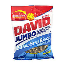 David Jumbo Sunflower Seed Pouches, Buffalo Style Ranch, 5.25 Oz, Box Of 12