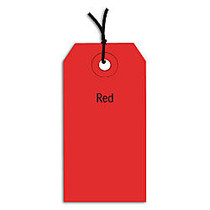 Office Wagon; Brand Prestrung Color Shipping Tags, #4, 4 1/4 inch; x 2 1/8 inch;, Red, Box Of 1,000