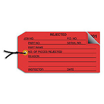 Office Wagon; Brand Prewired Inspection Tags, 2-Part Numbered,  inch;Rejected, inch; 4 3/4 inch; 2 3/8 inch;, Red, Box Of 500
