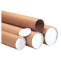 B O X Packaging Kraft Heavy-Duty Mailing Tubes With Caps, 8 inch; x 48 inch;, Case Of 10